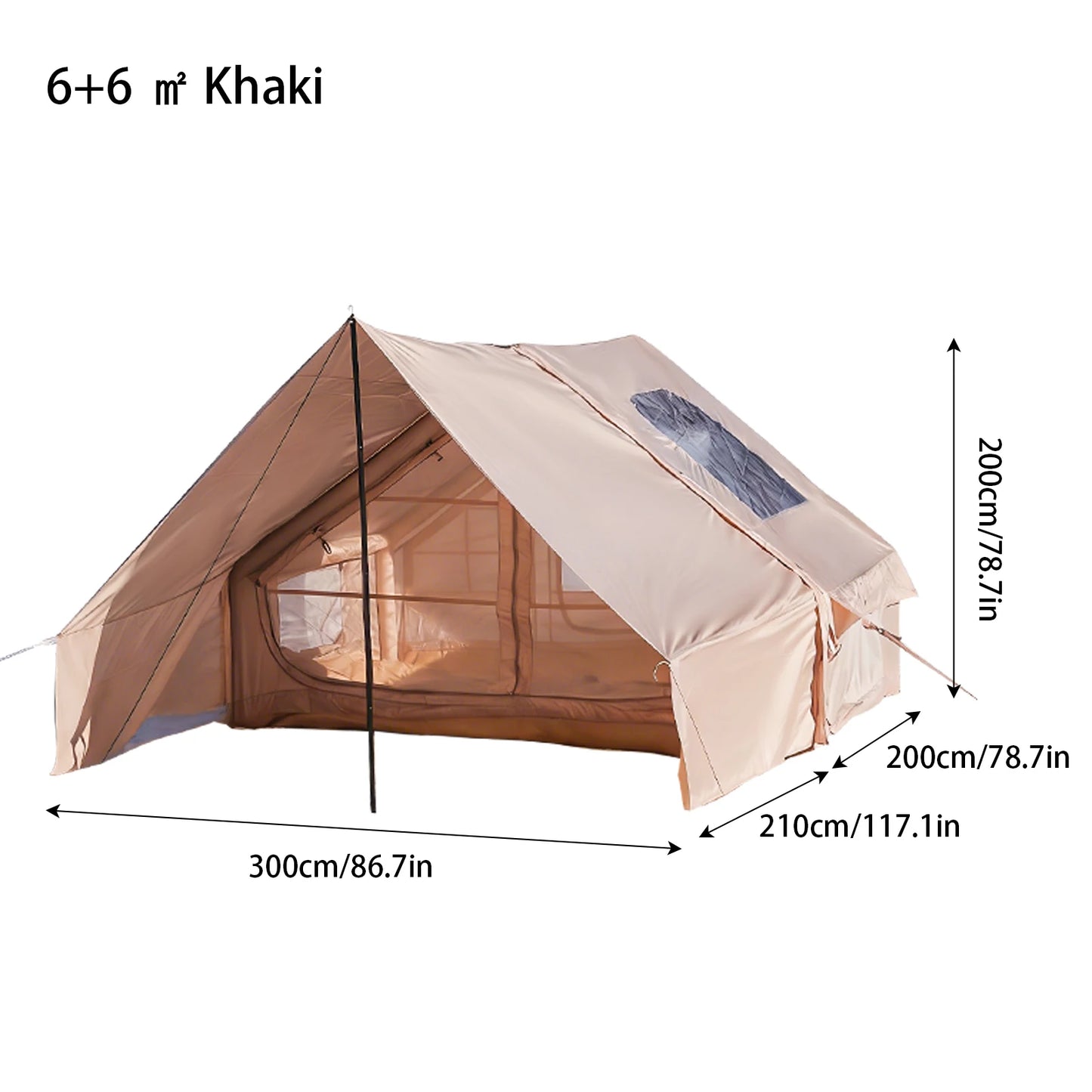 Pakicetus Inflatable Tent With Skylight Quick Setup Family Camp Tent