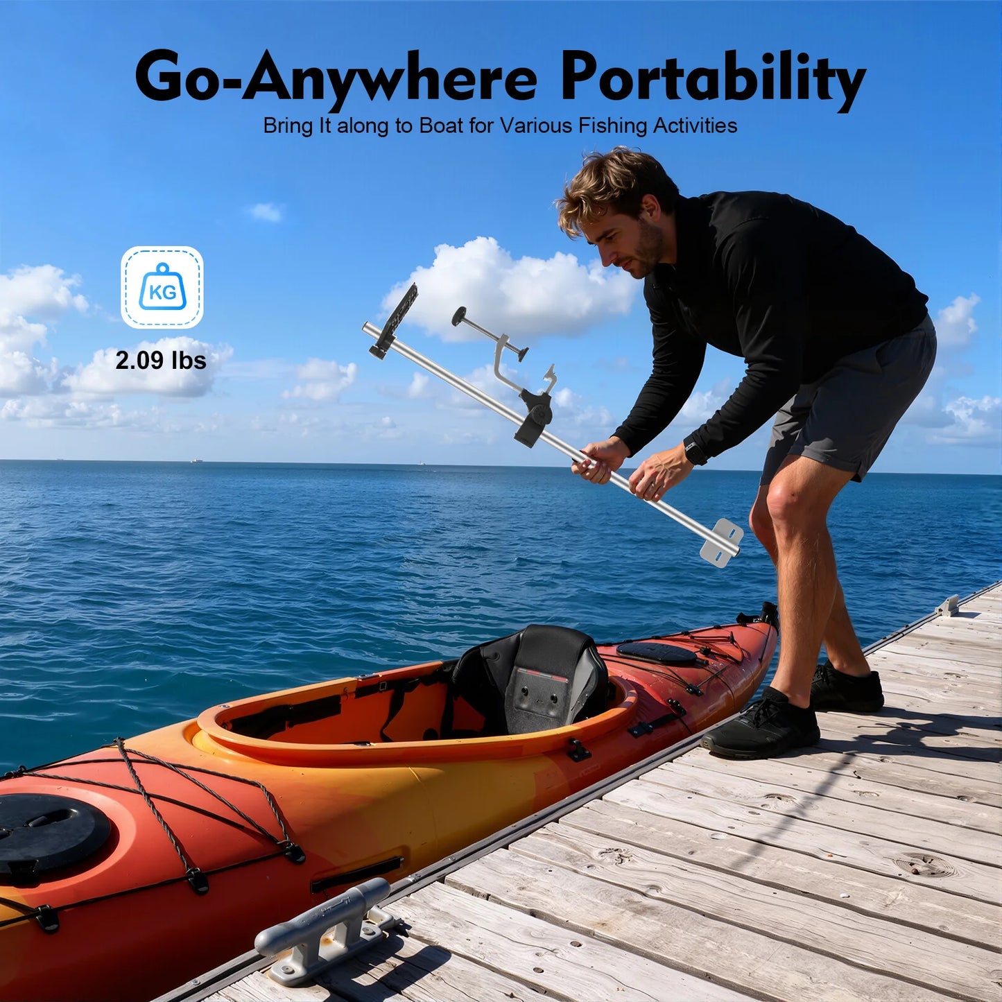 Universal 360 Rotating Transducer Pole Mount for Boat Kayak