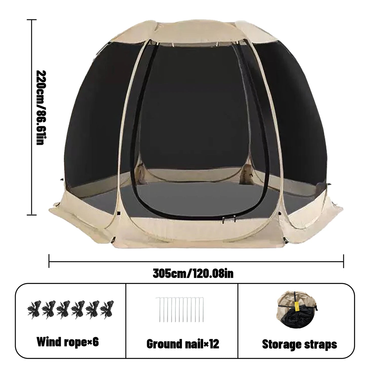 Pakicetus Family Pop-Up Shelter With Full Mesh Walls Outdoors