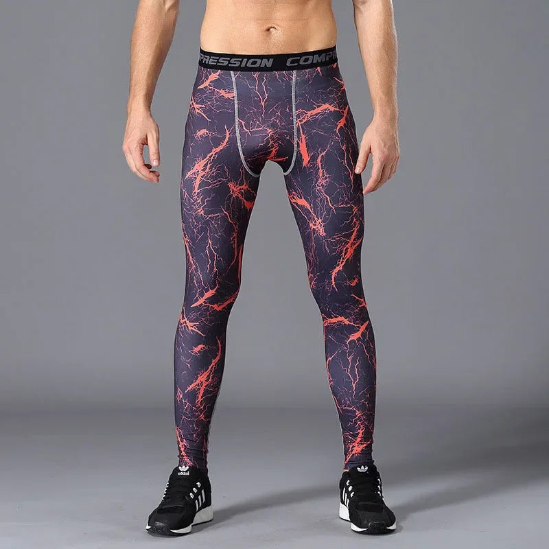 NONECN Men Camouflage Sports Leggings Running Training Compression Tights