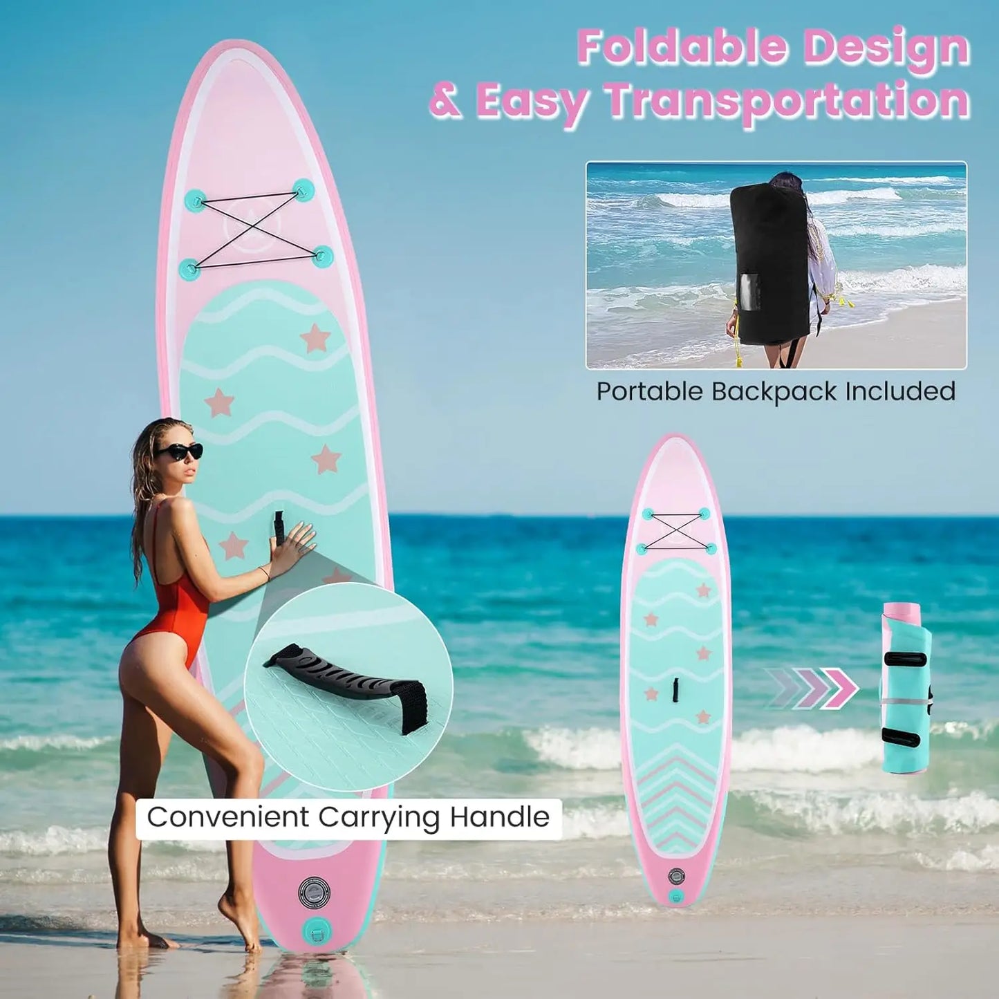 GYMAX Inflatable Paddle Board With SUP Accessories And Removable Fin