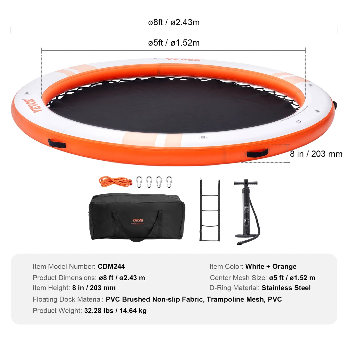 SucceBuy Inflatable Floating Dock Non Slip Platform Detachable Ladder