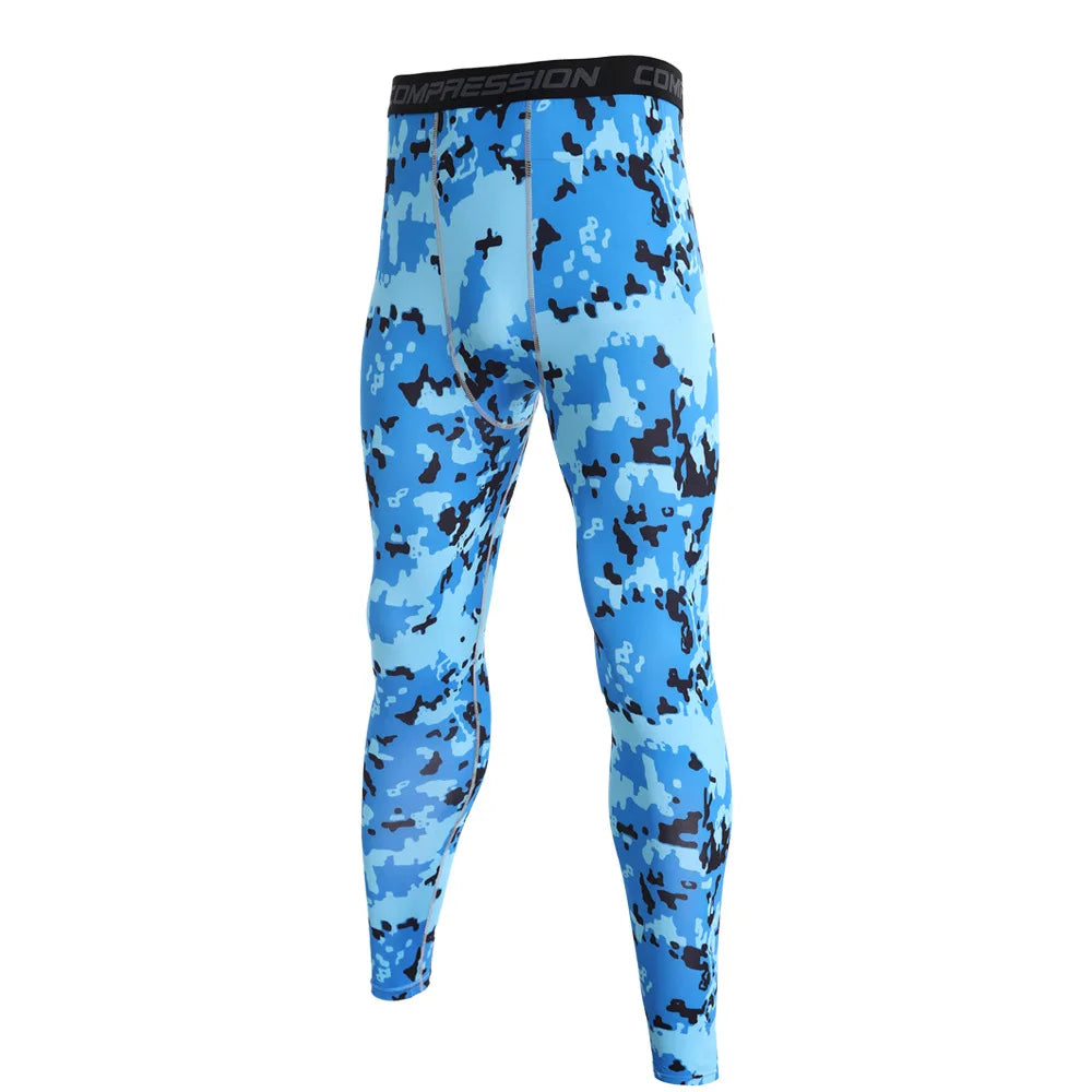 NONECN Men Camouflage Sports Leggings Running Training Compression Tights